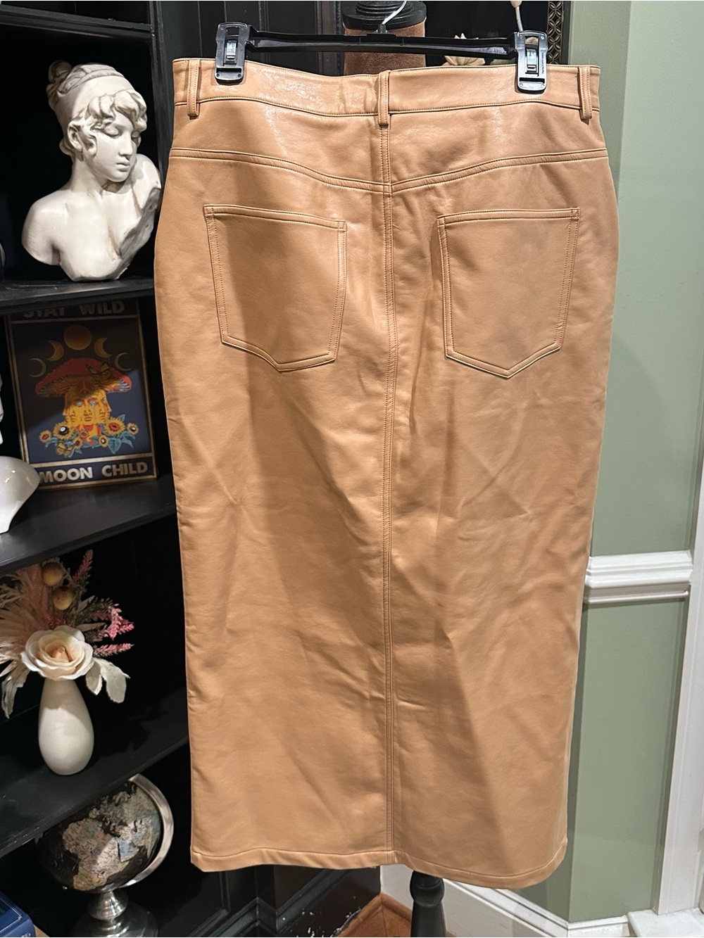 Karen Millen Faux Leather Pencil Midi Skirt in Camel Size US 10 - Picture 10 of 13
